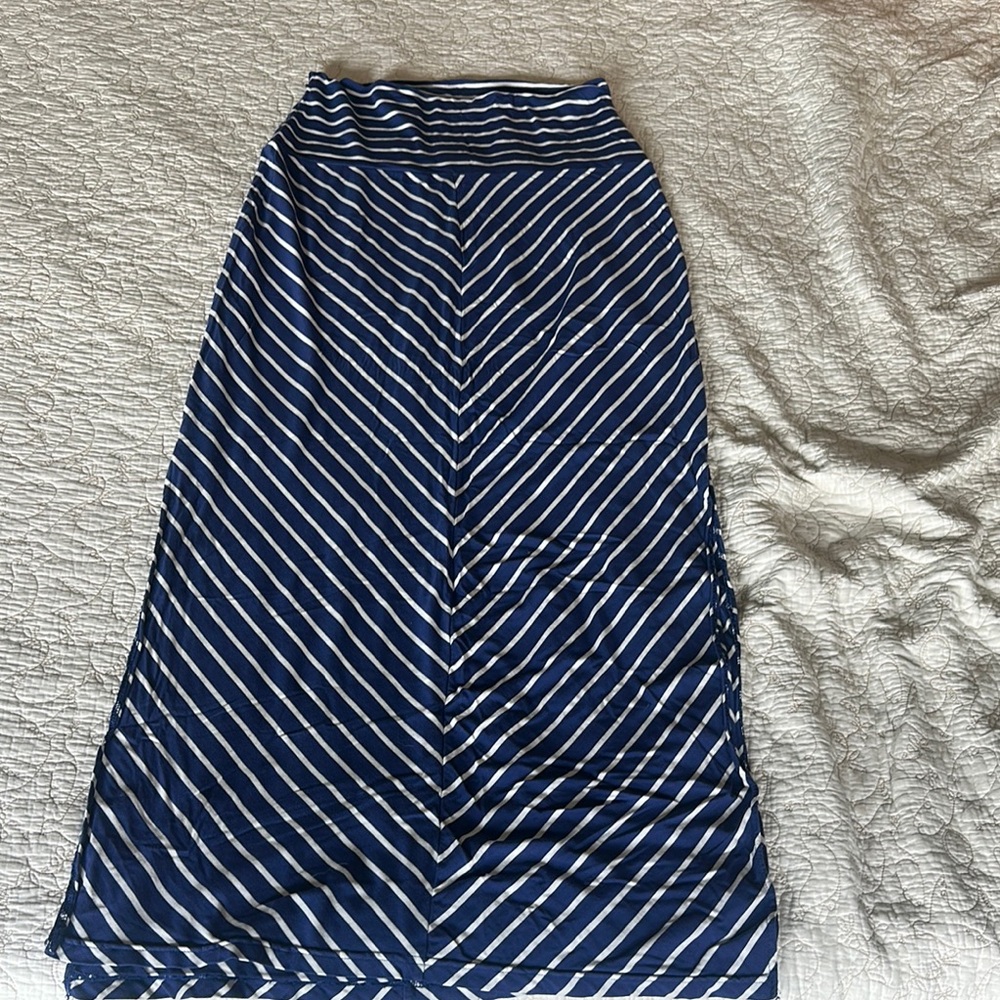 Athleta Blue and White Maxi A-Line Skirt/Dress